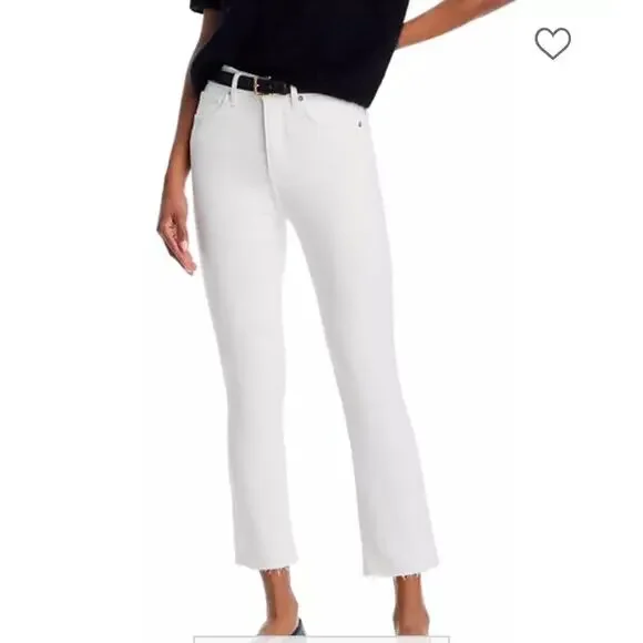 Veronica Beard Womens Washed White Carly Raw Hem Kick Flare Jeans 26